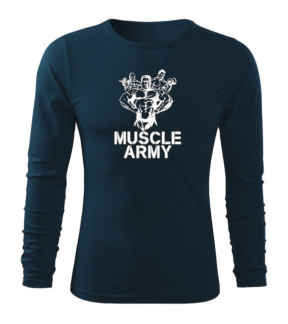 DRAGOWA Fit-T футболка з довгим рукавом muscle army team, темно-синя 160g/m2