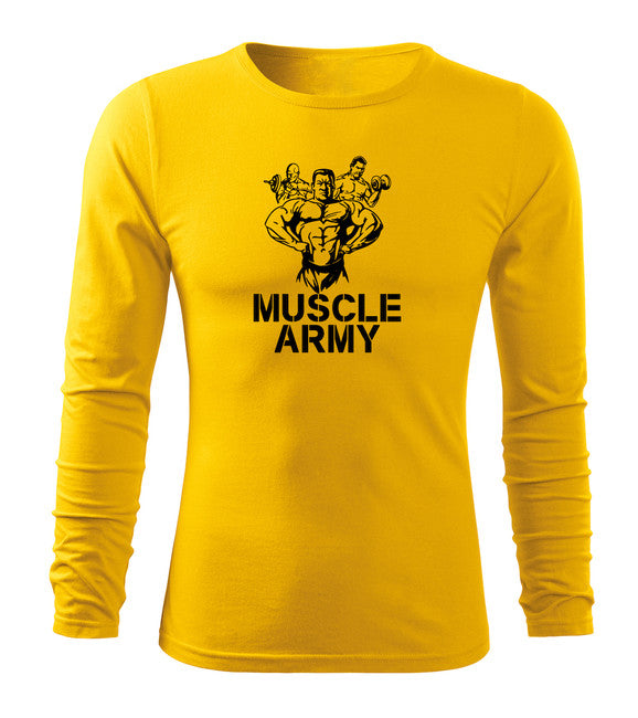 DRAGOWA Fit-T футболка з довгим рукавом muscle army team, жовта 160g/m2