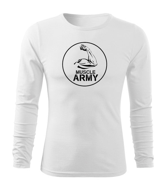 DRAGOWA Fit-T футболка з довгим рукавом muscle army biceps, біла 160g/m2