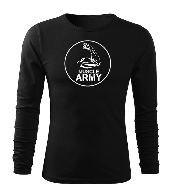 DRAGOWA Fit-T футболка з довгим рукавом muscle army biceps, чорна 160gm2