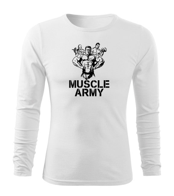 DRAGOWA Fit-T футболка з довгим рукавом muscle army team, темно-синя 160g/m2