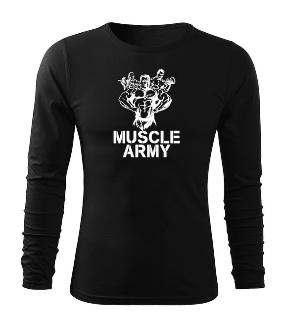 DRAGOWA Fit-T футболка з довгим рукавом muscle army team, чорна 160g/m2