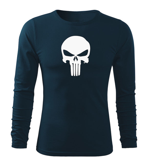 DRAGOWA Fit-T футболка з довгим рукавом punisher, темно-синя 160g/m2