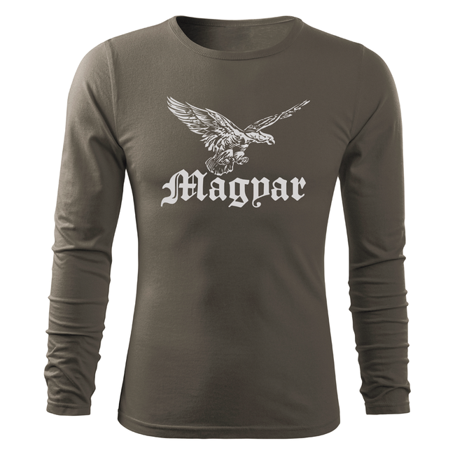 DRAGOWA Fit-T футболка з довгим рукавом птах турул 160g/m2, оливкова