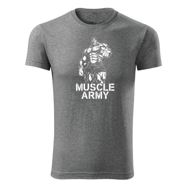 DRAGOWA футболка muscle fitness army man, сіра 180g/m2