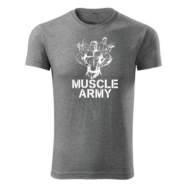 DRAGOWA muscle fitness футболка army team, сіра 180g/m2