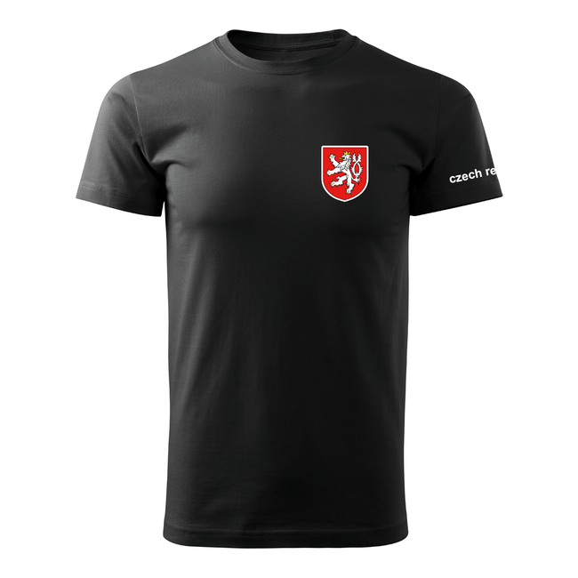 DRAGOWA коротка футболка з малим кольоровим чеським гербом, чорна 160g/m2