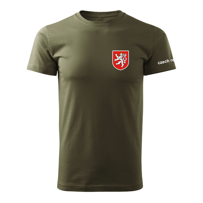 DRAGOWA коротка футболка з малим кольоровим чеським гербом, оливкова 160g/m2