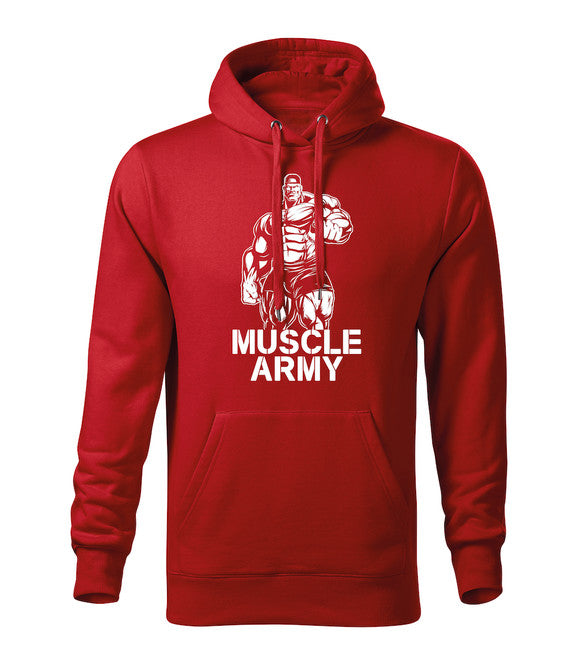 DRAGOWA muscle army мужская толстовка з капюшоном, червона 320g/m2