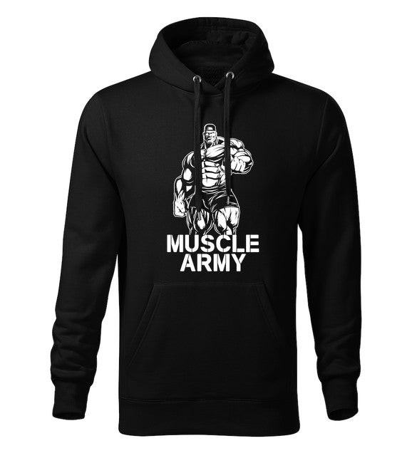 DRAGOWA muscle army мужская толстовка з капюшоном, чорна 320g/m2