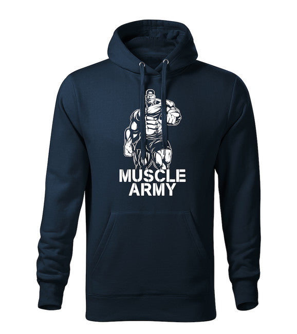 DRAGOWA muscle army мужская толстовка з капюшоном, темно-синя 320g/m2