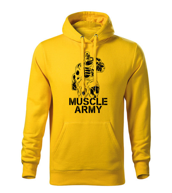 DRAGOWA muscle army мужская толстовка з капюшоном, жовта 320g/m2