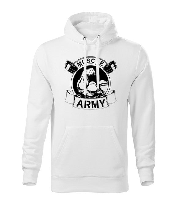 DRAGOWA muscle army толстовка з капюшоном чоловіча original, біла 320g/m2