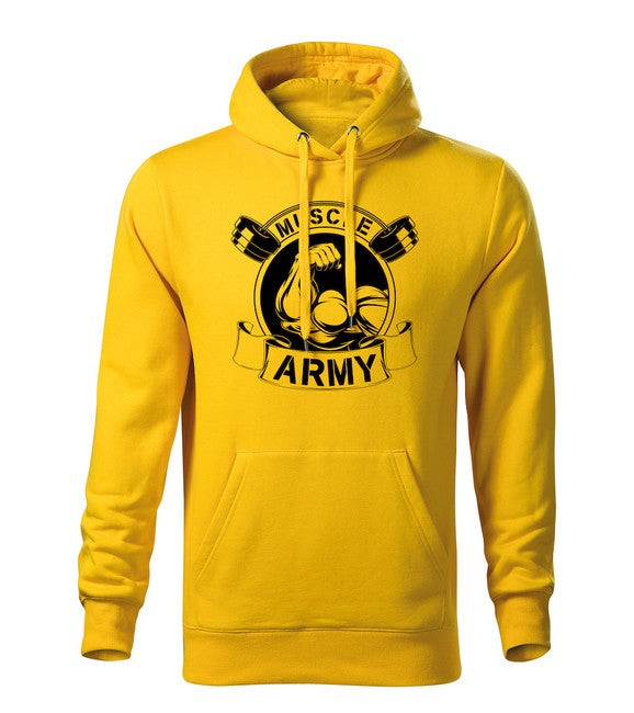 DRAGOWA muscle army толстовка з капюшоном чоловіча original, жовта 320g/m2