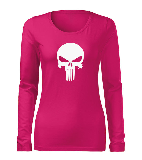 DRAGOWA Slim футболка жіноча з довгим рукавом punisher, темно-синя 160g/m2