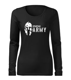 DRAGOWA Slim жіноча футболка з довгим рукавом Spartan army 160 g/m², чорна