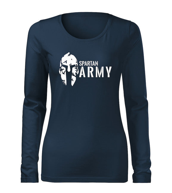 DRAGOWA Slim spartan army футболка жіноча з довгим рукавом, темно-синя 160g/m2