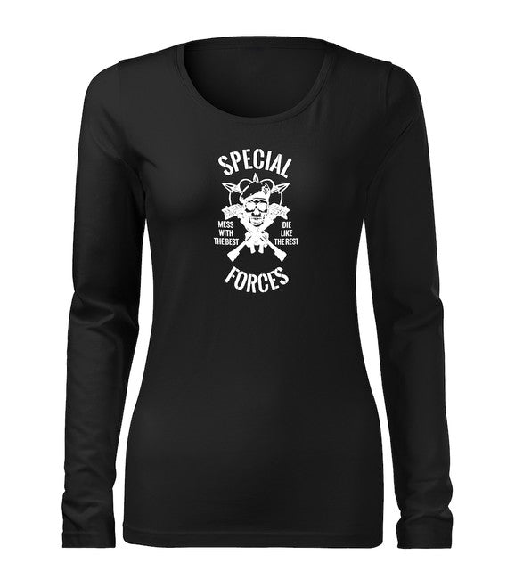 DRAGOWA Slim футболка жіноча з довгим рукавом special forces, темно-синя 160g/m2