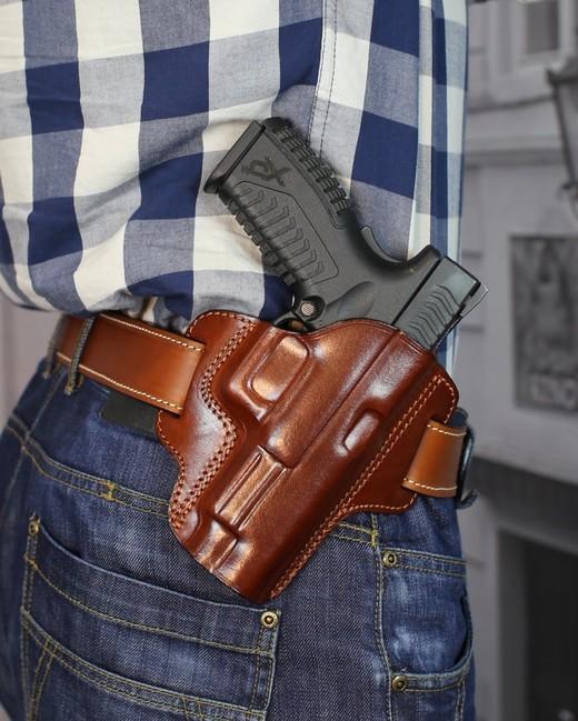 Falco Premium чохол на ремінь pancake шкіряний відкритий Glock 17, коричневий, правий