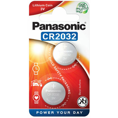 Panasonic CR 2032 ліцієва батарея кнопкового типу, 2 шт.