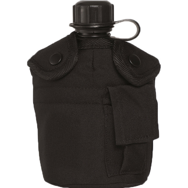 Mil-Tec US польова фляга 1l з алюмінієвою мискою, чорна
