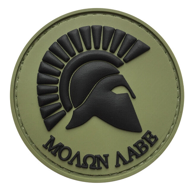 WARAGOD Round Molon Labe нашивка PVC, OD зелений та чорний
