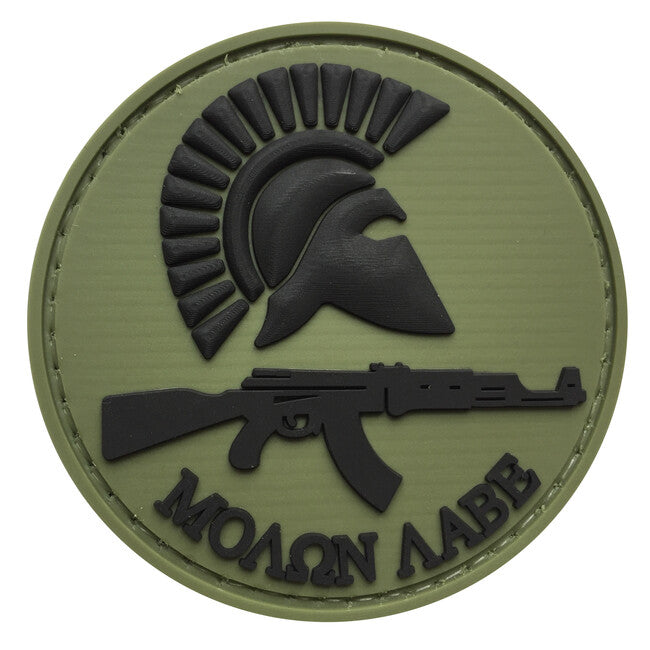 WARAGOD Round Molon Labe with Rifle нашивка ПВХ патч, OD зелений та чорний