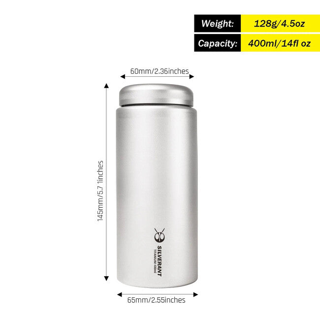 Silverant титанова пляшка 400 ml з плоскою кришкою