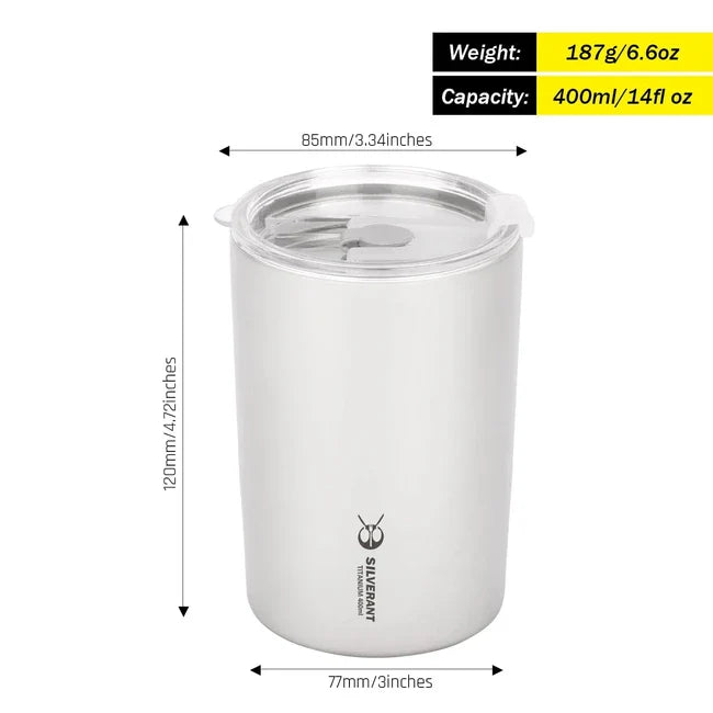 Silverant титановий кухоль зі соломинкою двостінний 400 ml