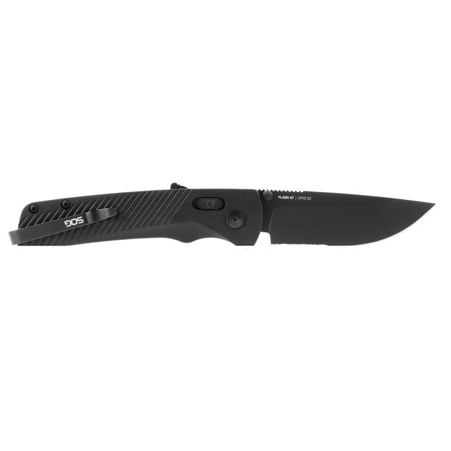 SOG Flash AT складаний ніж, частково серrated, чорний
