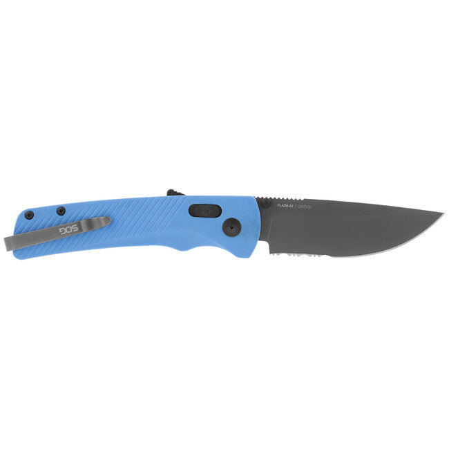 SOG Flash AT складаний ніж з частково серійованим лезом, civic cyan