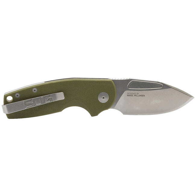 SOG STOUT складний ніж Clip Point SJ, OD зелений