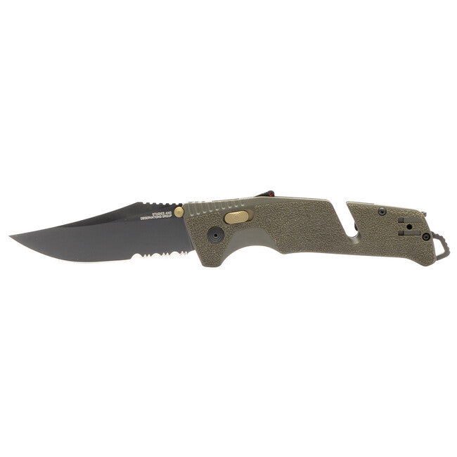 SOG Trident AT складний ніж, olive drab, частково серрейторований