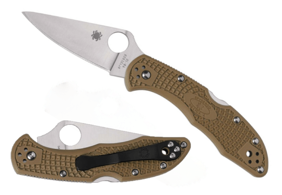 Spyderco Delica 4 Lightweight кишеньковий ніж Flat Ground, коричневий FRN, 7,5 см