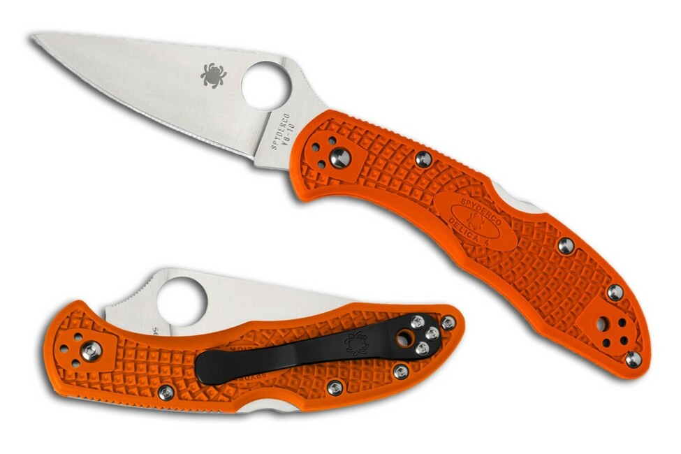 Spyderco Delica 4 Lightweight Flat Ground кишеньковий ніж 7,5 см, помаранчева, FRN