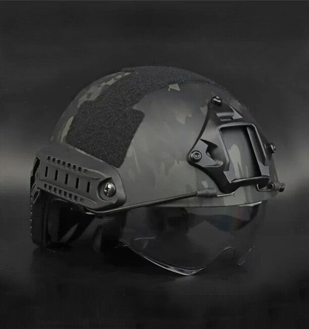 DRAGOWA Tactical Fast MH тактичний шолом із окулярами Charger, CP чорний (без сертифікації)