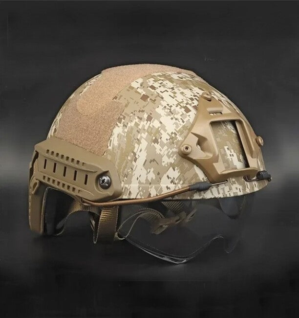 DRAGOWA Tactical Fast MH тактичний шолом з окулярами Charger, Digital Пустинний (без сертифікації)
