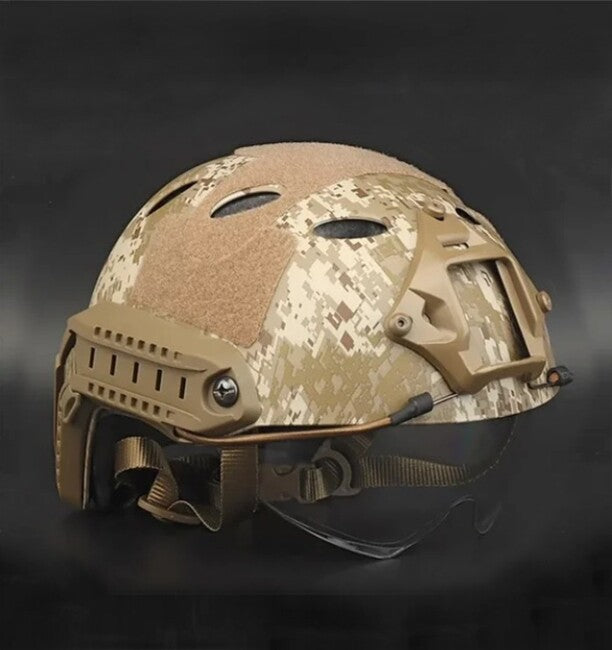 DRAGOWA Tactical Fast PJ тактичний шолом з окулярами Bolt, Digital Пустинний (без сертифікації)