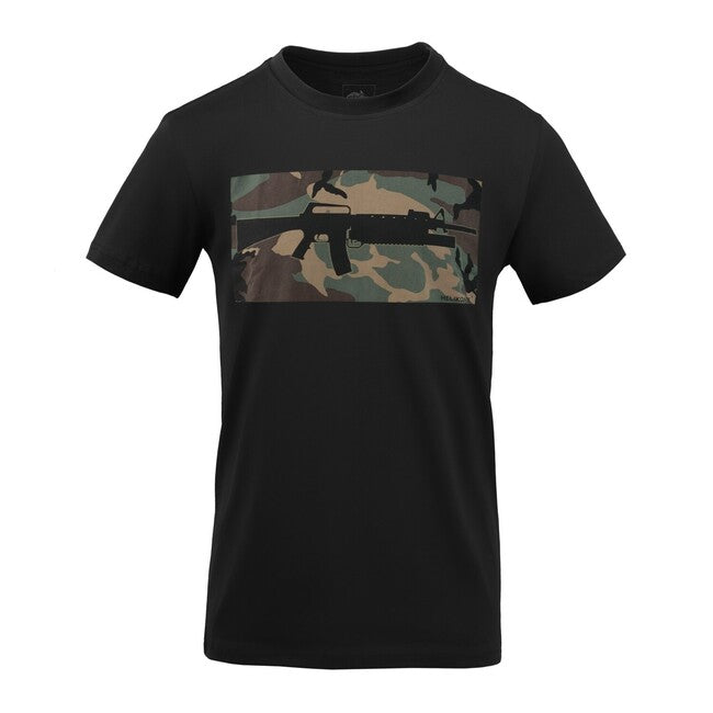 Helikon-Tex 16/203 Combo бавовняна короткорукава футболка, чорна/US вудленд