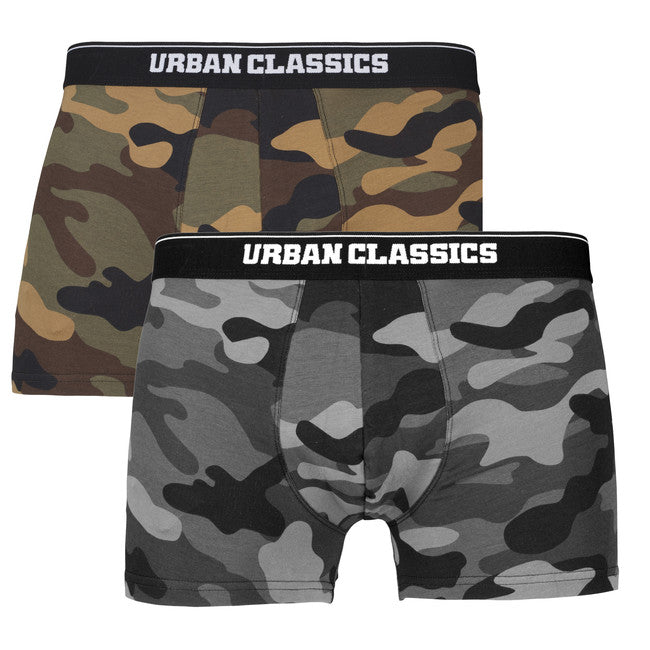 Urban Classics боксерки 2-pack, вудкамо + темний камуфляж