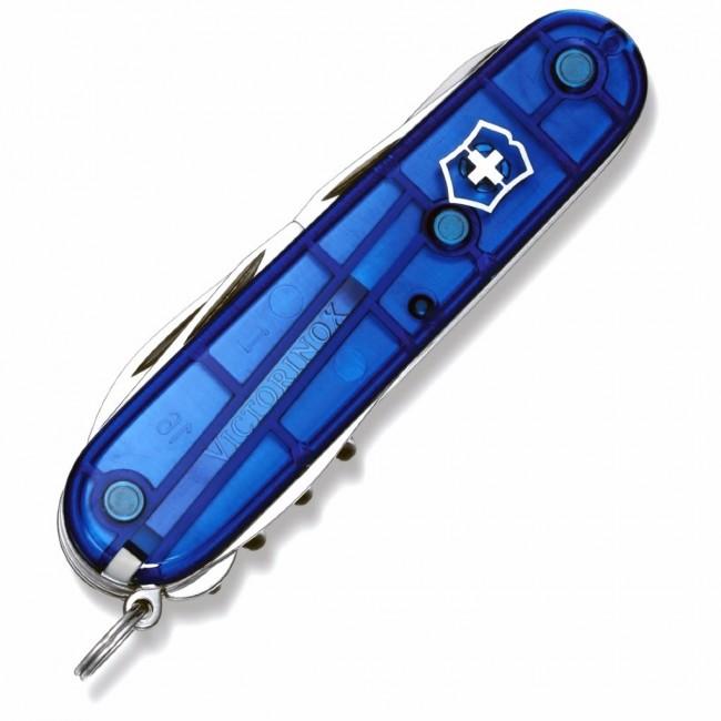 Victorinox Huntsman кишеньковий ніж 91mm, прозорий синій