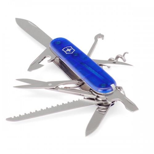 Victorinox Huntsman кишеньковий ніж 91mm, прозорий синій