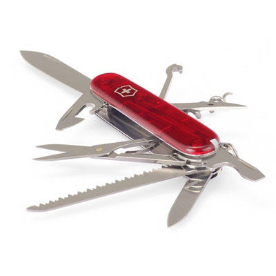 Victorinox Huntsman кишеньковий ніж 91mm, прозорий, червоний
