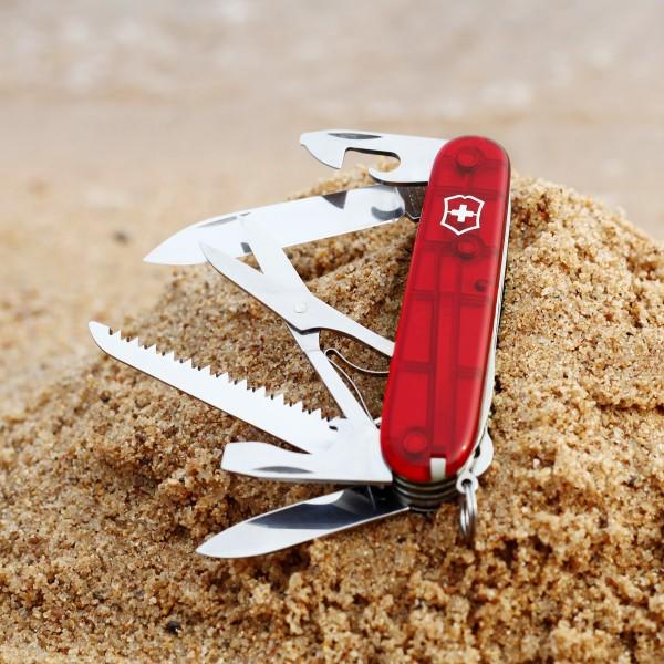 Victorinox Huntsman кишеньковий ніж 91mm, прозорий, червоний