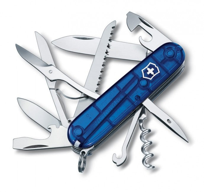 Victorinox Huntsman кишеньковий ніж 91mm, прозорий синій