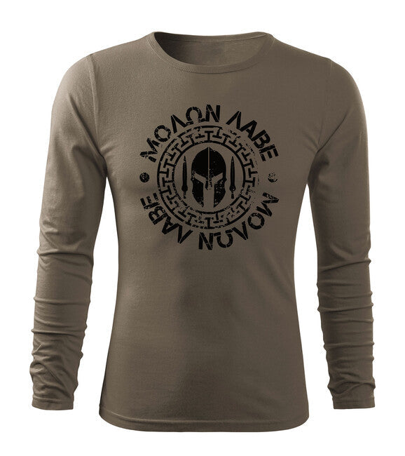 DRAGOWA Fit-T футболка з довгим рукавом Molon Labe, оливкова 160gm2