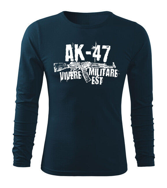DRAGOWA Fit-T футболка з довгим рукавом Seneca AK-47, темно-синя 160g/m2