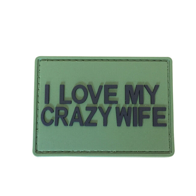 WARAGOD I love my crazy wife PVC нашивка, зелена