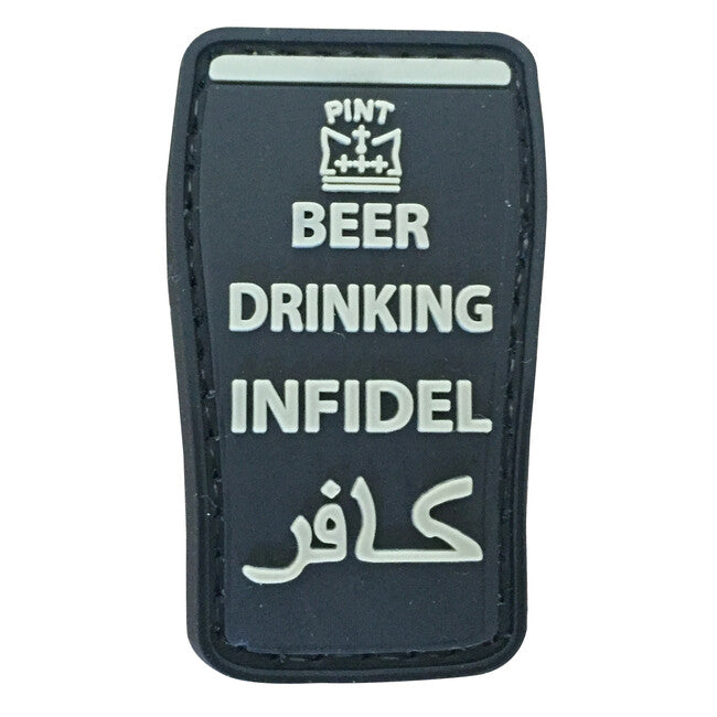 WARAGOD 3D Beer Drinking Infidel нашивка, чорна, 3x5см