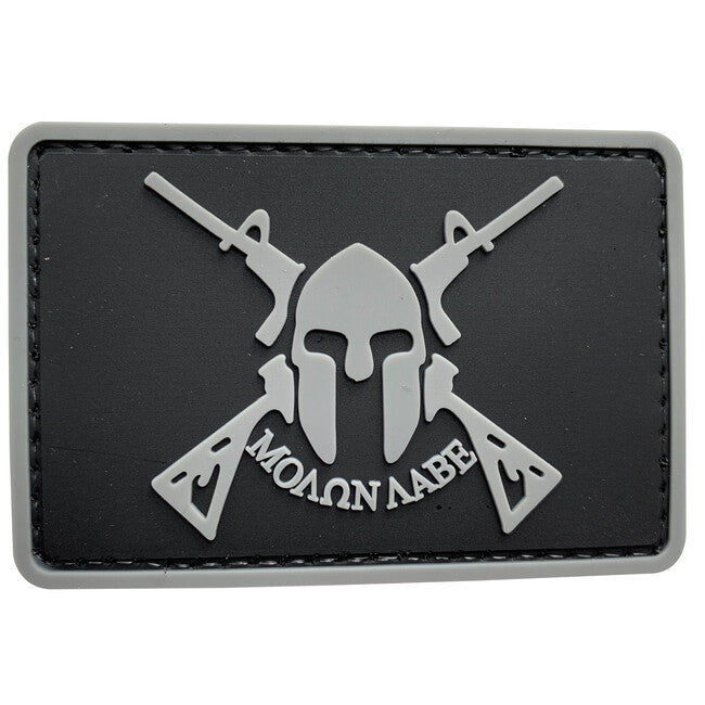 WARAGOD нашивка 3D Molon Labe Spartan With Two Rifles 7.5x5cm, чорна